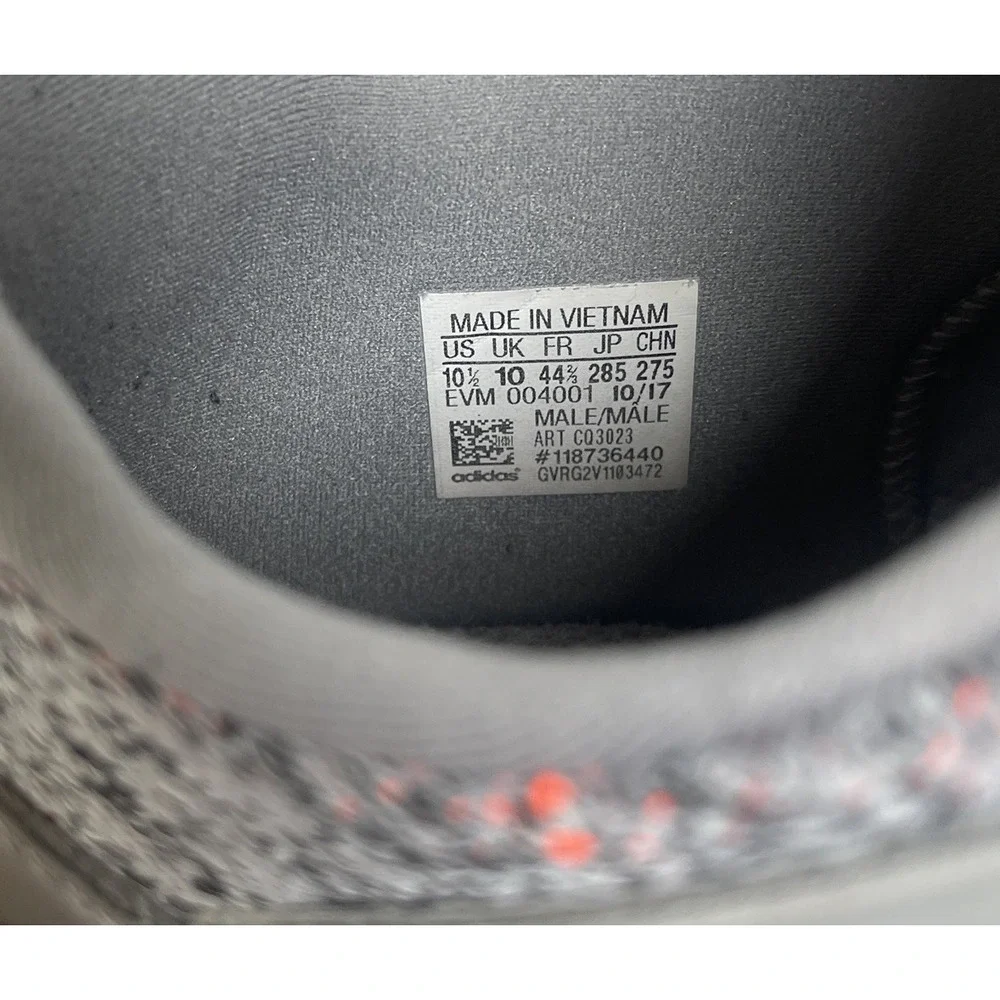Adidas Prophere Shoes Mens 10.5 Gray Solar Red Primeknit CQ3023 Athletic Sneaker
